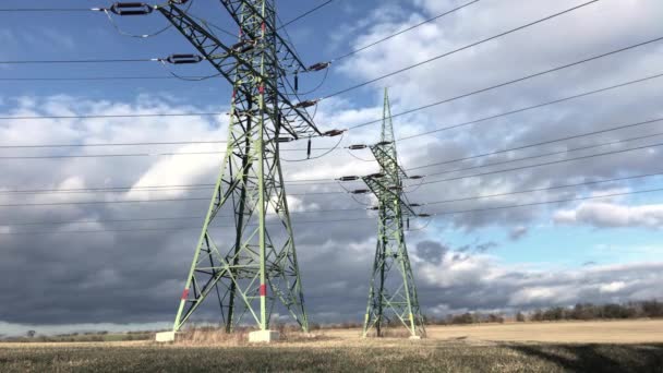 Pôle Haute Tension Milieu Champ Timelapse 30Fps — Video