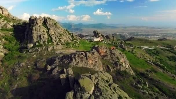 Empuje Aéreo Remoto Monasterio Treskavec Primavera Prilep Macedonia — Vídeo de stock