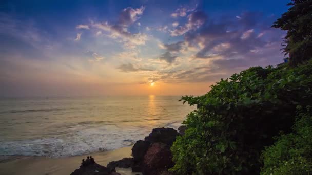 Timelapse Del Atardecer Playa Varkala Kerala India — Vídeos de Stock