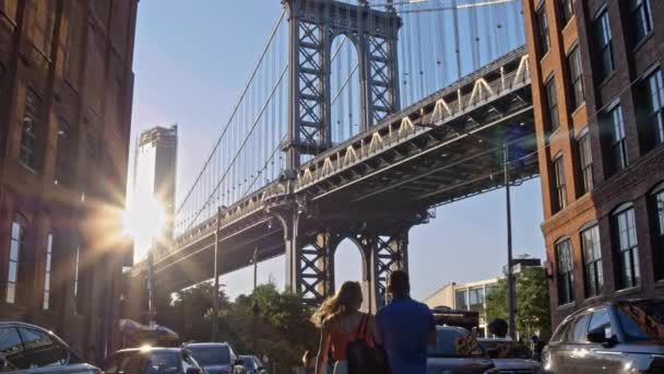 Filmaufnahmen Von Der Williamsburg Bridge New York — Stockvideo