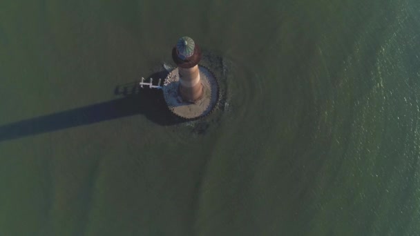 Αεροπλάνα Drone Του Φάρου Morris Island Στο Folly Beach Charleston — Αρχείο Βίντεο