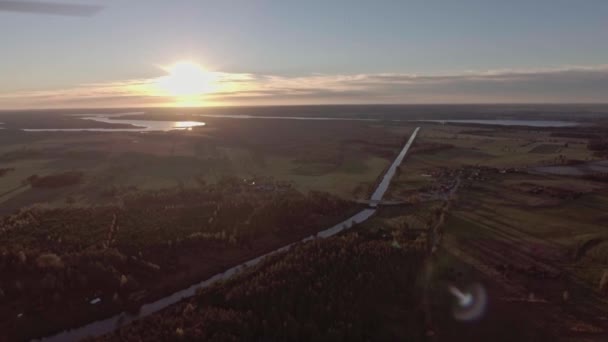 Nagranie Drone Sunrise Lake — Wideo stockowe