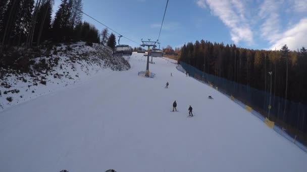 Lyžařské Středisko Zakopane Pohled Sedačkovou Lanovku — Stock video