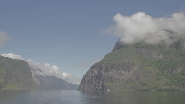 Vackra Fjorden Norge Vackra Breda Skott Spårning Skott Log — Stockvideo