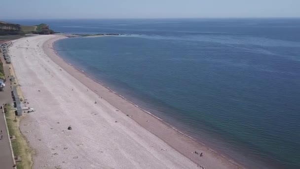 Crop Estático Aerial Vista Sobre Água Azul Uma Praia Costa — Vídeo de Stock