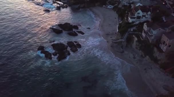 Veduta Aerea Presa Drone Una Spiaggia Laguna Beach California Durante — Video Stock