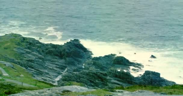 Timelapse Belle Côte Irlandaise Lors Une Tempête Pluie — Video