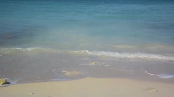 Rett Møte Med Bølger Isolert Strand Colombia – stockvideo