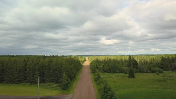 Estrada Terra Dia Nublado Ilha Príncipe Eduardo — Vídeo de Stock