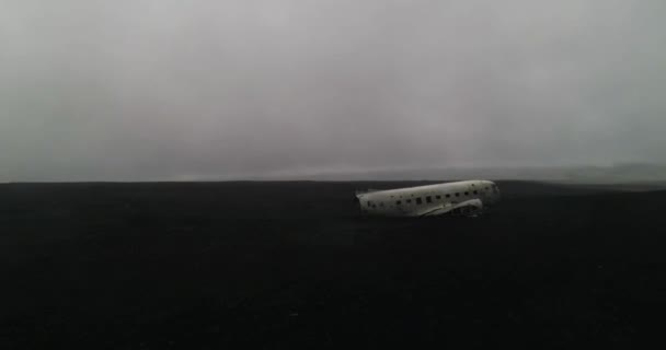 Tiro Aéreo Naufrágio Avião Islândia Sem Pessoas — Vídeo de Stock