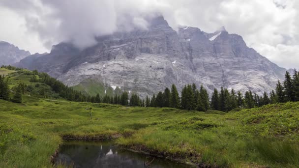 Nogal Stormachtig Weer Zwitserse Alpen Timelapse Van Wolkenformaties Rond Wetterhorn — Stockvideo