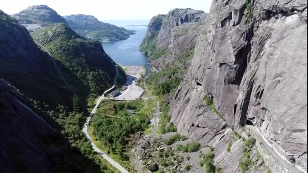 Аэросъемка Фьорда Jssingfjorden Fjord Муниципалитете Сокнадал Округе Рогаленд Норвей Фьорд — стоковое видео