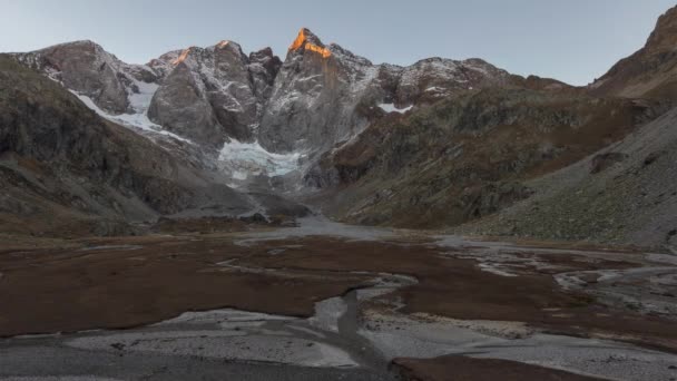 Wide View Timelapse Footage Sunrise Vignemale Peak Mountain Pyrenees National — Stock Video