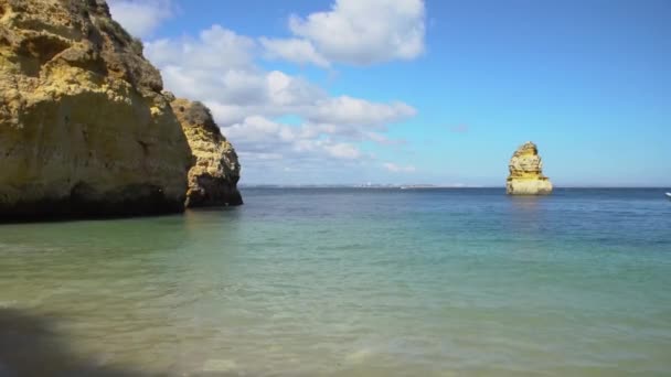 Metraje Bech Praia Camilo Algarve Portugal Bonito Color Agua Acantilado — Vídeos de Stock