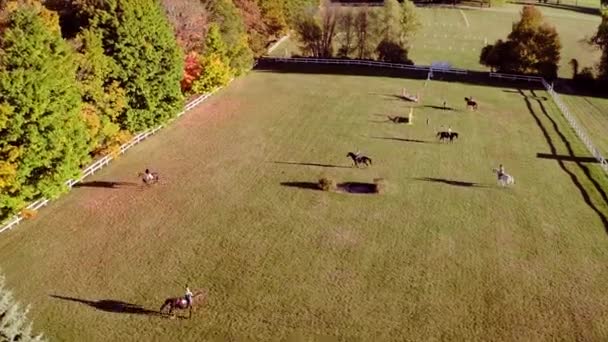 Luftbild Der Neuenglischen Schulreitermannschaft Herbst — Stockvideo