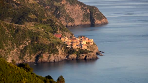 Small Town Corniglia One Famous Cinque Terre Italy Seen Gleams — Stock Video