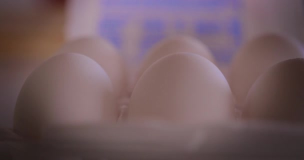 Closeup Των Αυγών Στο Δίσκο — Αρχείο Βίντεο