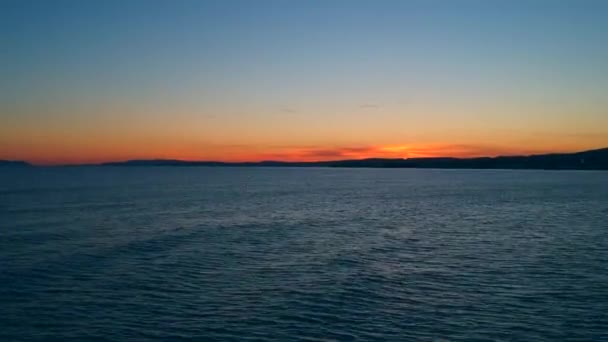 Puesta Sol Mediterránea Sobre Mar Las Montañas Del Sur Europa — Vídeos de Stock
