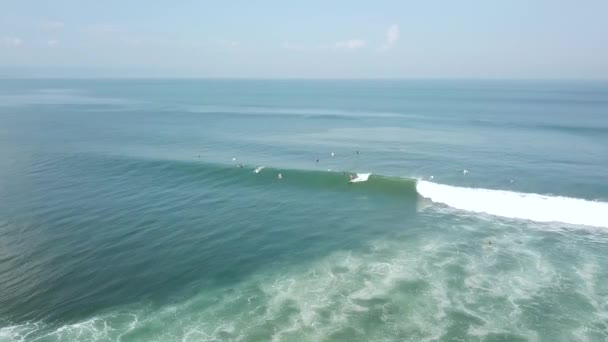 Luchtbeelden Van Surfers Die Surfen Golven Vangen — Stockvideo