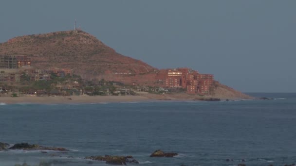 Lugn Strand Cabo Mexiko Utsikt Över Stränder Berg Och Solnedgångar — Stockvideo