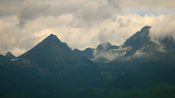 斯洛伐克波普拉德鞑靼山脉的潘宁拍摄 潘从左到右 多云的天空 — 图库视频影像