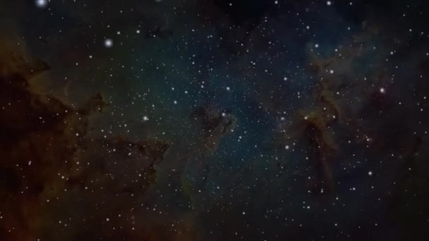 星のフィールドへの宇宙飛行 星雲への宇宙飛行の基本的な3Dレンダリング — ストック動画