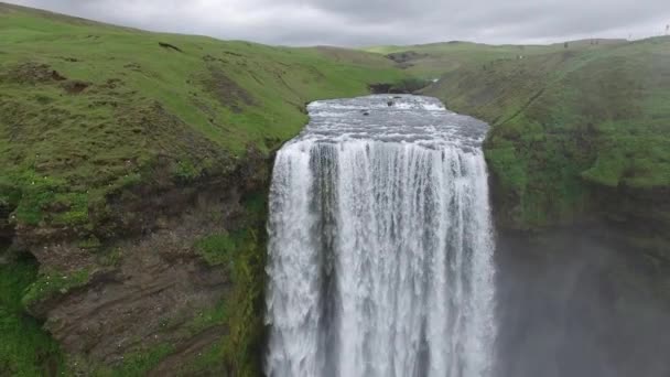 Zdjęcie Lotnicze Wodospadu Skgafoss Islandii — Wideo stockowe