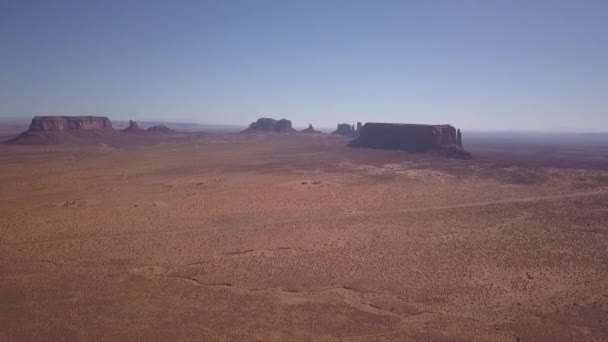 Monumentos Ocidentais Arizona Deserto Ângulo Largo Altitude Mais Alta Descida — Vídeo de Stock