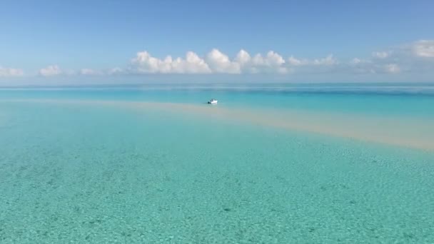 Single Boat Anchored Incredible Sand Bank Bahamas Absolute Perfection — Stock Video