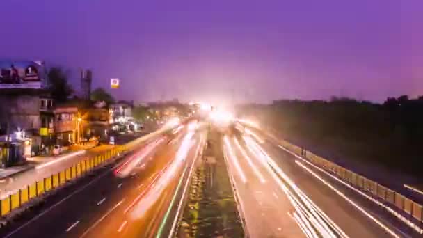 Timelapse Senderos Ligeros Carretera — Vídeos de Stock