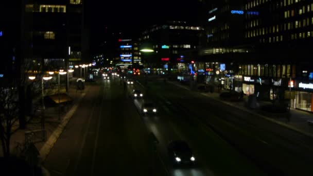 Luzes Carro Ruas Edifícios Noite Cidade — Vídeo de Stock