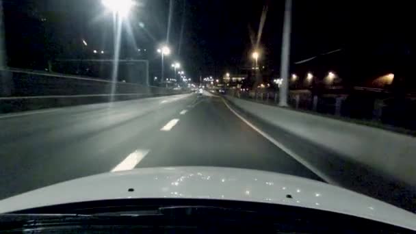 Auto Luci Strade Edifici Città Notte — Video Stock