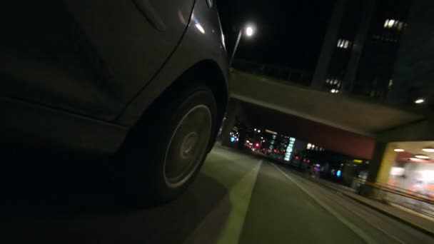 Auto Luci Strade Edifici Città Notte — Video Stock