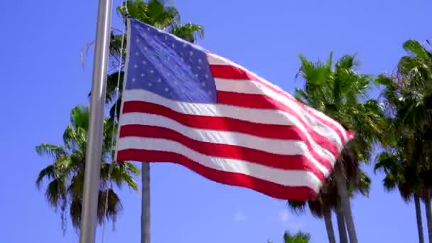 Filmagem Acenando Bandeira Americana — Vídeo de Stock