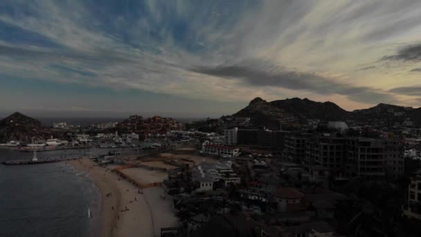 Luchtfoto Vliegen Het Medano Strand Cabo San Lucas Mexico Tijdens — Stockvideo