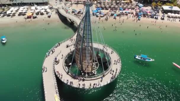 Bezienswaardigheden Rond Pier Bij Playa Los Muertos Puerto Vallarta Jalisco — Stockvideo