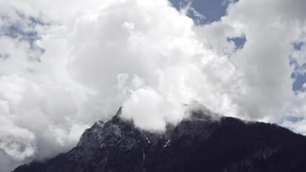 Zbliżenie Strzał Chmur Wokół Szczytu — Wideo stockowe