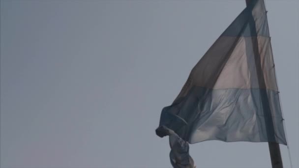 風の中でアルゼンチンの旗の遅いモ — ストック動画