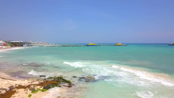 Drönarbilder Playa Del Carmen Med Färjan Till Cozumel Mexiko — Stockvideo