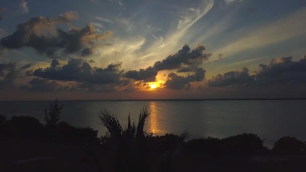 Filmati Droni Tramonto Nella Laguna Cancun — Video Stock