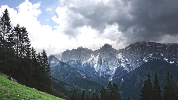 Wide Time Lapse Clouds Mountain Range — Stock Video