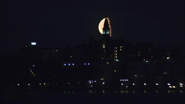 Luzes Carro Ruas Edifícios Noite Cidade — Vídeo de Stock