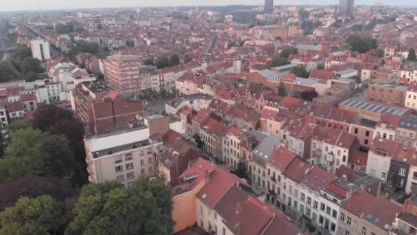 Jest Nieedytowany Dron Klip Brukseli Belgia Podczas Wschodu Słońca — Wideo stockowe