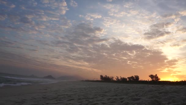 Smuk Himmel Med Farverne Solnedgang Stranden Rio Janeiro – Stock-video