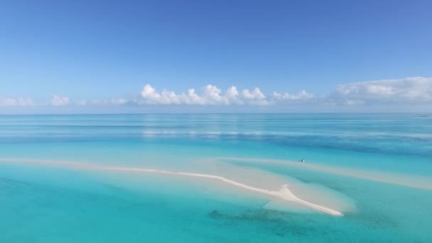 Неймовірний Повітряний Постріл Піщаного Берега Багамських Островах Абсолютний Рай Кристально — стокове відео