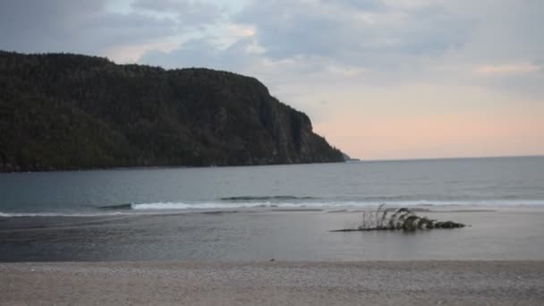 Naplemente Egy Fehér Homokos Strandon Ontario Canada — Stock videók