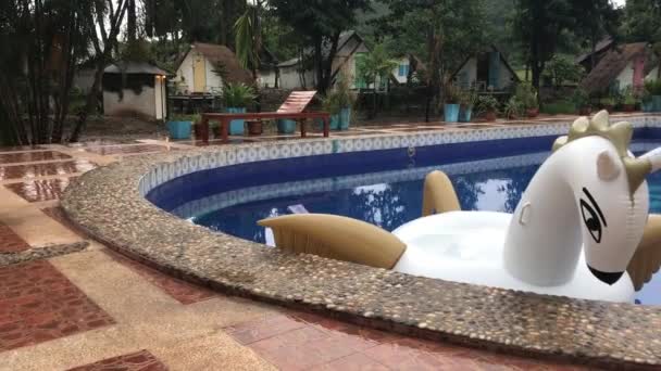 Flotador Reside Una Piscina Tropical — Vídeos de Stock