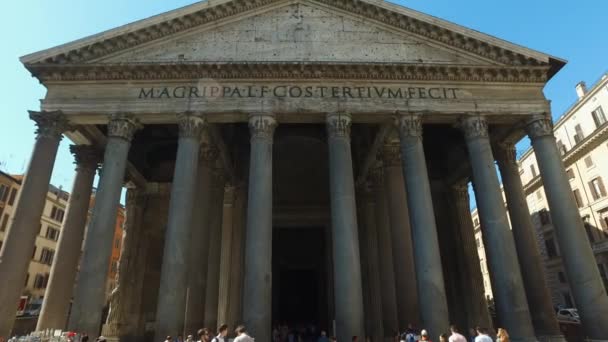 Entrando Nel Pantheon Roma Inclinate Filmati Fino Cima Alle Colonne — Video Stock