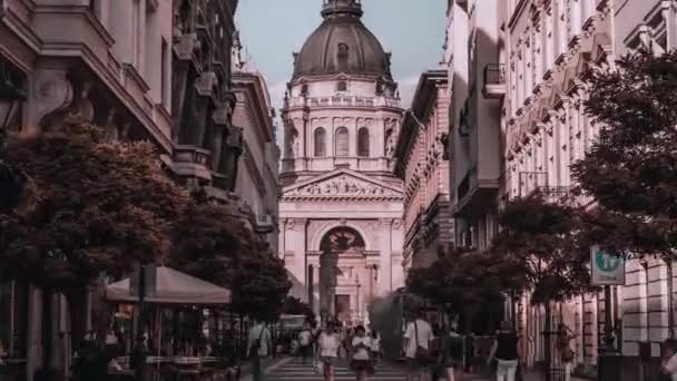 Hyperlapse Auf Der Straße Richtung Stephansdom Budapest — Stockvideo