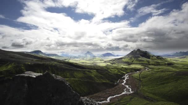 Piękny Krajobraz Czas Upływa Lftavatn Islandii Zielona Trawa Dobra Pogoda — Wideo stockowe